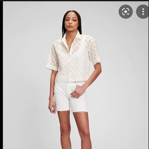 NWT cropped eyelet shirt